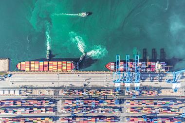 An overhead shot of DP World's Constanța terminal