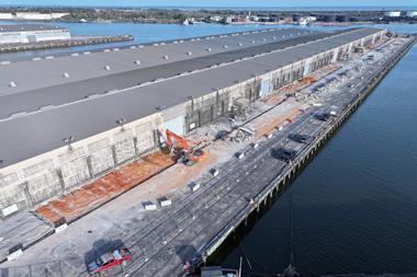 Construction works at Pier B South at the Port of Mobile