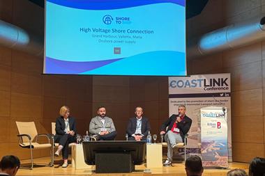 Norbert Grech, senior manager - Ports and Yachting Directorate, Transport Malta with panelists, Kieran Morton, Business Development Manager, Port of Aberdeen, Tania Berry, Electrical Capability Lead, BMT and James Evans, Head of Operations, Portsmouth Int