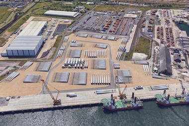 artist's impression of an offshore wind hub at Teesport
