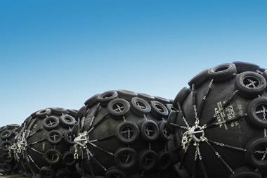 A close up image of the Jumbo Fender Rapid Deploy system