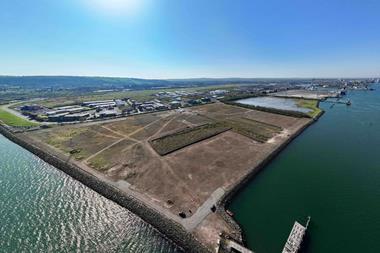 The image shows an overhead shot of Belfast Harbour's new D3 site
