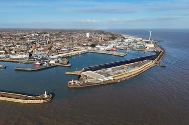 The image shows an aerial view of ABP’s Port of Lowestoft