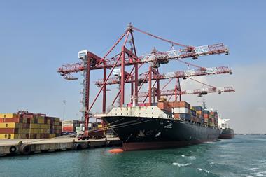 Ship-to-shore cranes at Dakshin Bharat Gateway Terminal