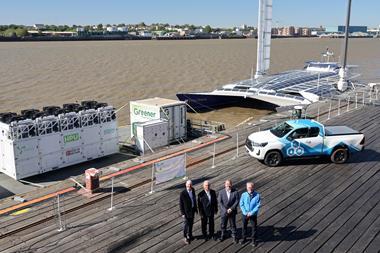 L/R Andrew Cunningham (GeoPura), Andy Darlington (Port of Tilbury), David Housden (Port of Tilbury) and Jon Hunt (Toyota TGB) at the hydrogen showcase event hosted by the Port of Tilbury