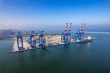 Container terminal with cranes