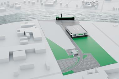 Rendering of new production facility for large air separation units at Porto Marghera in Venice