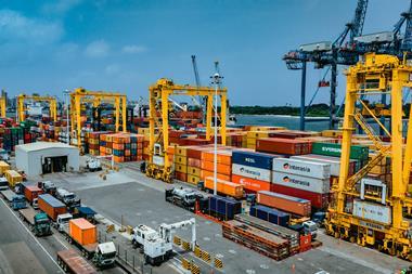 An overhead shot of the Port of Dar es Salaam