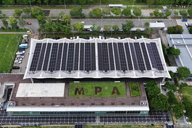 Solar panels at Marine South Pier at the Port of Singapore