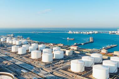 Gas holders at a port terminal