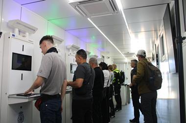Passengers at Valencia's new EU EES facility