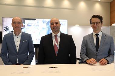 (l-r) Nils Kemme, MD at HPC; Omar Talal Hariri, president of MAWANI; Lennart Kinau, HPA board member