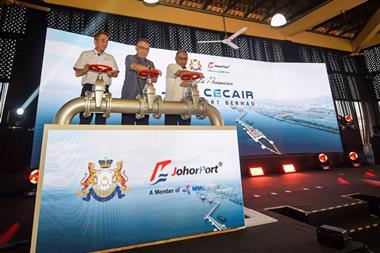 (l-r) Md Derick Basir, CEO of Johor Port Berhad, Tuan Mohd Masni Wakiman, district officer of Johor Bahru and Dr Hj Rosnan Fathlal, chair of Johor Port Authority