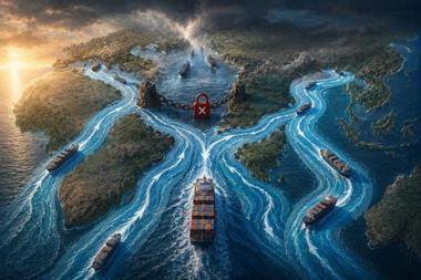 Graphic showing ships unable to pass through straits
