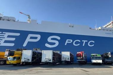 The image shows the car and truck carrier Lake Shirasagi connect to Cavotec shore power at the German port