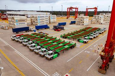 A wide angle shot of the new electric terminal tractors