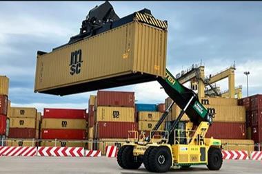 A picture of a Hyster electric container handler