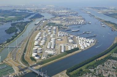 A overhead shot of Europoort at the Port of Rotterdam