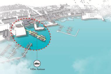 100m Pontoon mock up graphic Falmouth Harbour