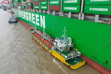 Ship-to-ship transfer of liquefied CO2 at Shanghai