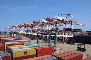 Cranes and containers at Barcelona Europe South Terminal