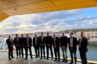 Members of MOSOLF at the Port of Oostende celebrating the opening of a new terminal