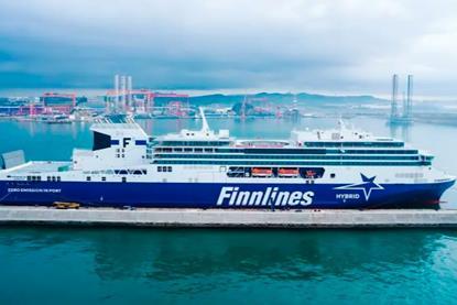 The photo shows the Finnlines combined freight and passenger vessel, Finnsirius, on the water