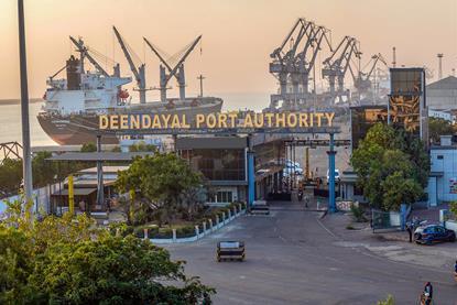 Kandla Port pictured at sunset