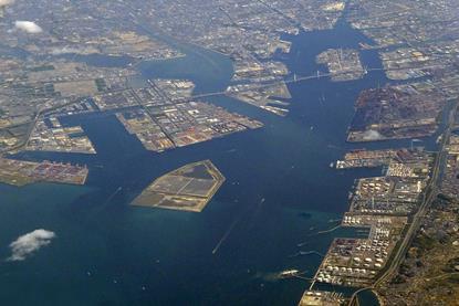 An aerial image of Nagoya Port