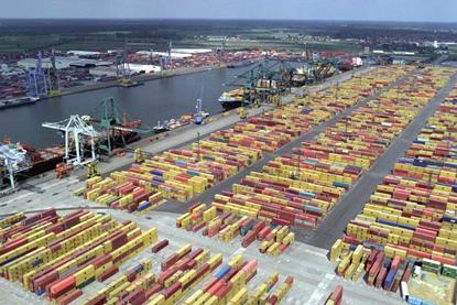 Image of containers at a European port