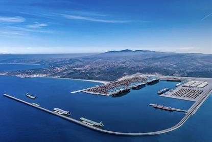 The image shows a render of the Nador West Med Port due for completion in 2027