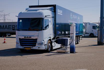 The image shows a Rocsys truck charging point