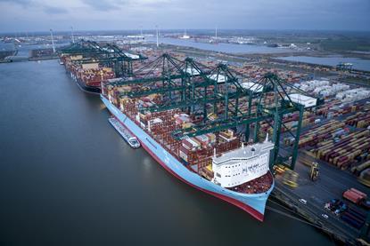 The image shows Maersk methanol bunkering at the port in April 2024