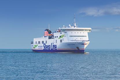 The image shows Stena Flavia operating on the Travemünde-Liepaja route
