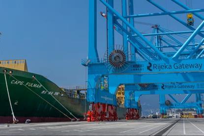 'Cape Fulmar' at dock at the Rijeka Gateway terminal in Croatia
