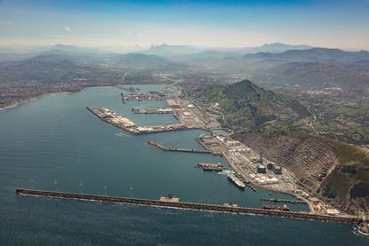 aerial shot of the Port of Bilbao