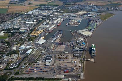 An aerial shot of the Port of Hull