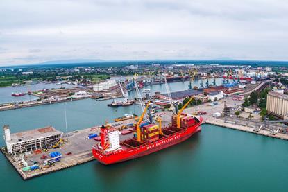 Ship at port at APM Terminals in Poti in Georgia