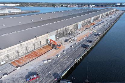 Construction works at Pier B South at the Port of Mobile