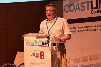 Nathan Alemany, senior marketing manager, Peel Ports Group at the podium