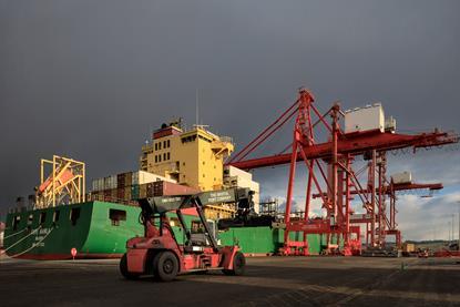 Equipment and boat and cranes at the Port of Bristol