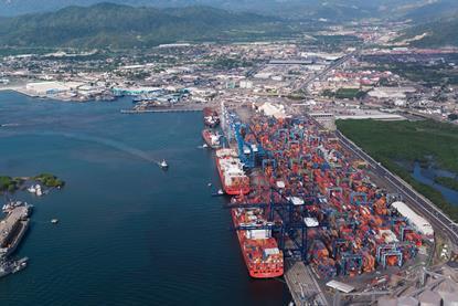 Aerial shot of a port in Mexico