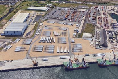 artist's impression of an offshore wind hub at Teesport