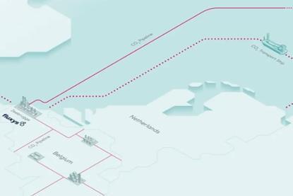 A map showing the Fluxys/Equinor carbon capture project
