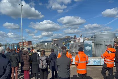 The PuriFire unit on the quay at Shoreham during the demonstrations