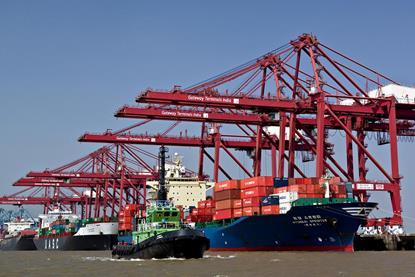 Vessels and ship-to-shore cranes at APMT Mumbai