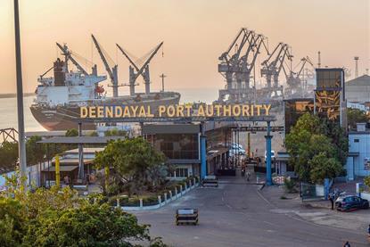 An image of vessels at the quayside at Deendayal