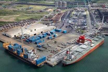An overhead shot of the Port of Richards Bay