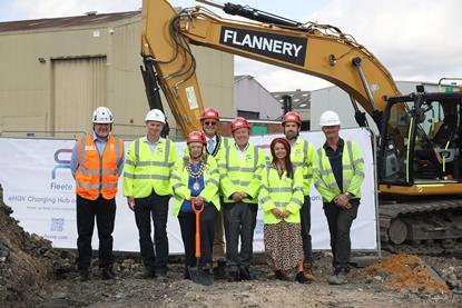 The image shows work beginning on the EV charging hub at Tilbury