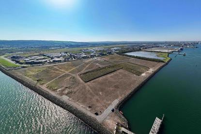 The image shows an overhead shot of Belfast Harbour's new D3 site